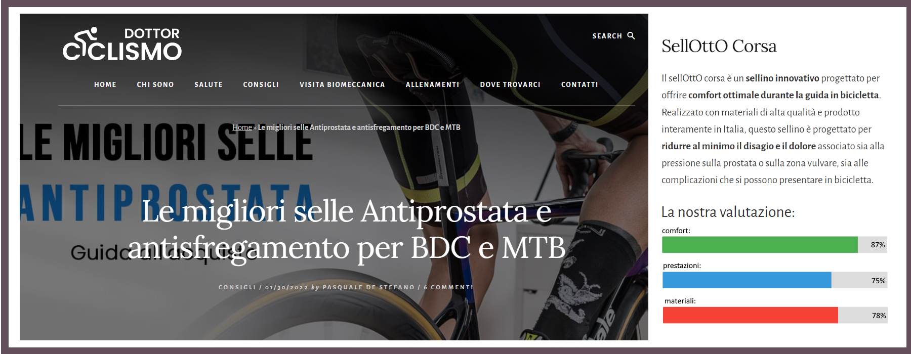 Fig_14_Dottor Ciclismo Migliori Selle Antiprostata ed Antisfregamento Bici da corsa BdB e Mountain Bike MTB - Valutazione Sellotto Corsa Comfort Prestazione Materiali